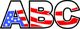 ABC letters with American flag design: stars in A, stripes in B and C.