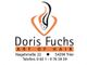Logo von Doris Fuchs Art of Hair mit Adresse und Telefonnummer in Schwarz und Orange.