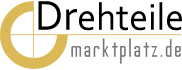 „Schriftzug 'Drehteile Marktplatz' in Schwarz auf gelbem Hintergrund.“