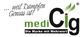 Logo von mediCig mit Slogan „... weil Dampfen Genuss ist!“ und „Die Marke mit Mehrwert“.