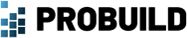 Logo de Probuild con bloques azules a la izquierda y texto negro a la derecha.