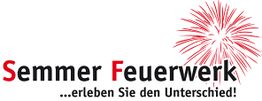 Logo "Semmer Feuerwerk" mit Feuerwerksmotiv und Schriftzug "erleben Sie den Unterschied".