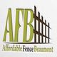 Logo of Affordable Fence Beaumont with stylized letters "AFB" and a fence design.