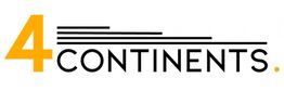 Logo mit Schriftzug "4 Continents" in Schwarz und Gelb.