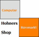 Quadrate mit Text: "Computer", "Hohners Shop", "Büromarkt" in Orange und Grau.
