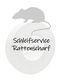 Silhouette einer Ratte auf einem Schleifrad mit der Aufschrift "Schleifservice Rattenscharf".