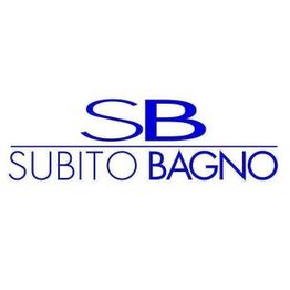 Logo con testo blu "SB Subito Bagno" su sfondo bianco.