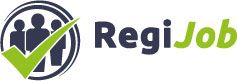 Logo mit Silhouetten und grünem Häkchen, daneben der Schriftzug "RegiJob".
