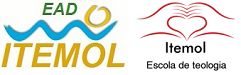 Logotipos da EAD Itemol e Itemol Escola de Teologia com ondas e coração estilizados.