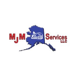 MJM Services LLC logo with Alaska map and vehicle illustration.