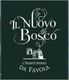 Logo di "Il Nuovo Bosco" con scritta "L'agriturismo da favola" su sfondo verde scuro.