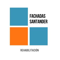 Cuatro cuadrados de colores y texto "Fachadas Santander Rehabilitación" en negrita.