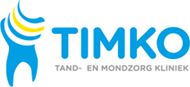 Logo van TIMKO tand- en mondzorg kliniek, met een blauw gestileerde tand en gele accenten.