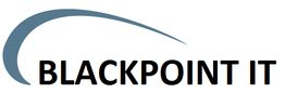 Logo mit Schriftzug "BLACKPOINT IT" und einem gebogenen blauen Bogen darüber.
