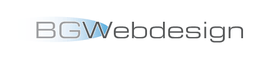 Logo mit Text "BG Webdesign" in Grau mit blauem Akzent hinter dem "W".