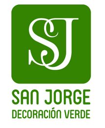 Logo verde de San Jorge Decoración Verde, con letras "SJ" estilizadas.