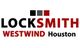 Logo for Westwind Locksmith Houston with blocks in black, grey, and red above the text.