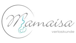 Mooie ronde logo met tekst "Mamaisa verloskunde" en babytekening.