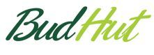 "Bud Hut logo with green gradient text on a white background."