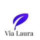 Blauw blad met gestippelde streep erboven "Via Laura" tekst.