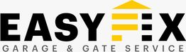 Logo: "EASY FIX," garage and gate service, with a house roof icon in yellow.