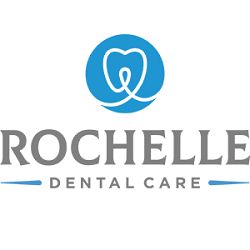 Logo for Rochelle Dental Care with a blue tooth icon above the name.