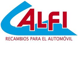 Logo de ALFI con texto "Recambios para el automóvil" en rojo y azul.