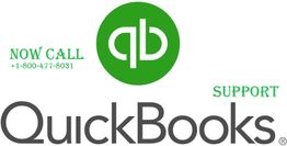QuickBooks support logo with a green circle and contact number +1-800-477-8031.