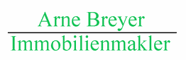 "Textbild: Arne Breyer, Immobilienmakler, grün, mit schwarzem Strich darunter."