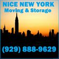New York skyline with text: "Nice New York Moving & Storage" and phone number.