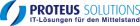 Logo von Proteus Solutions, mit blauem Schriftzug und Slogan "IT-Lösungen für den Mittelstand".