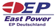 Logo von East Power EP Deutschland mit roten und blauen Buchstaben.