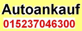 Text auf gelbem Hintergrund: "Autoankauf" und rote Telefonnummer "015237046300".
