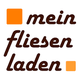 Logo mit Schriftzug „mein fliesen laden“ in Braun und zwei orange Quadraten.