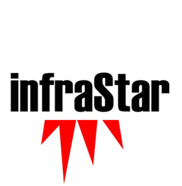Logo: "infraStar" in Schwarz, drei rote Dreiecke darunter.