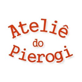 Texto em vermelho na imagem: "Ateliê do Pierogi". Fundo branco.