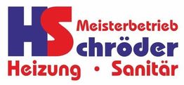 Logo: "HS Meisterbetrieb Schröder - Heizung, Sanitär" in Blau und Rot.