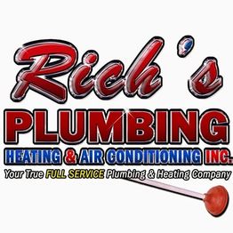 Rich's Plumbing and Heating logo with a red plunger illustration.