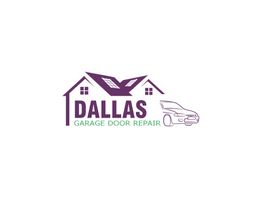 Logo of Dallas Garage Door Repair with house roof, windows, and a car outline.