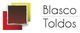 Logo de Blasco Toldos con cuadrados en rojo, amarillo y marrón.