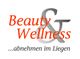 Text: "Beauty & Wellness ...abnehmen im Liegen", in roter und grauer Schrift.