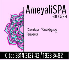 Anuncio de AmeyaliSPA con mandala colorida y contacto para citas: 3314 3127 43 / 1933 3482.