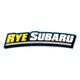 "Rye Subaru logo with bold yellow and white text, outlined in blue and black."