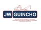 Guincho e caminhão com texto: "JW GUINCHO". Serviços de montagem e saneamento listados abaixo.