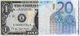Ein US-Dollar-Schein neben einem 20-Euro-Schein.