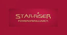 Roter Hintergrund mit goldener Schrift: "Star-Riser" und "Power of Brilliancy".