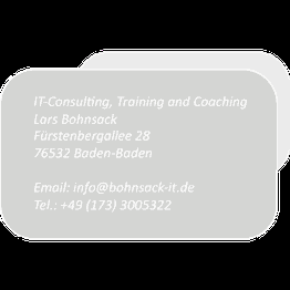 Visitenkarte mit Kontaktinformationen für IT-Consulting und Coaching in Baden-Baden.