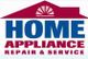 Logo with text: "HOME Appliance Repair & Service" below a red roof design.