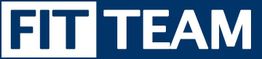 Blaues Logo mit weißem Text "FIT TEAM".