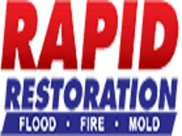 Logo with "Rapid Restoration" in red and blue, featuring "Flood Fire Mold" text below.